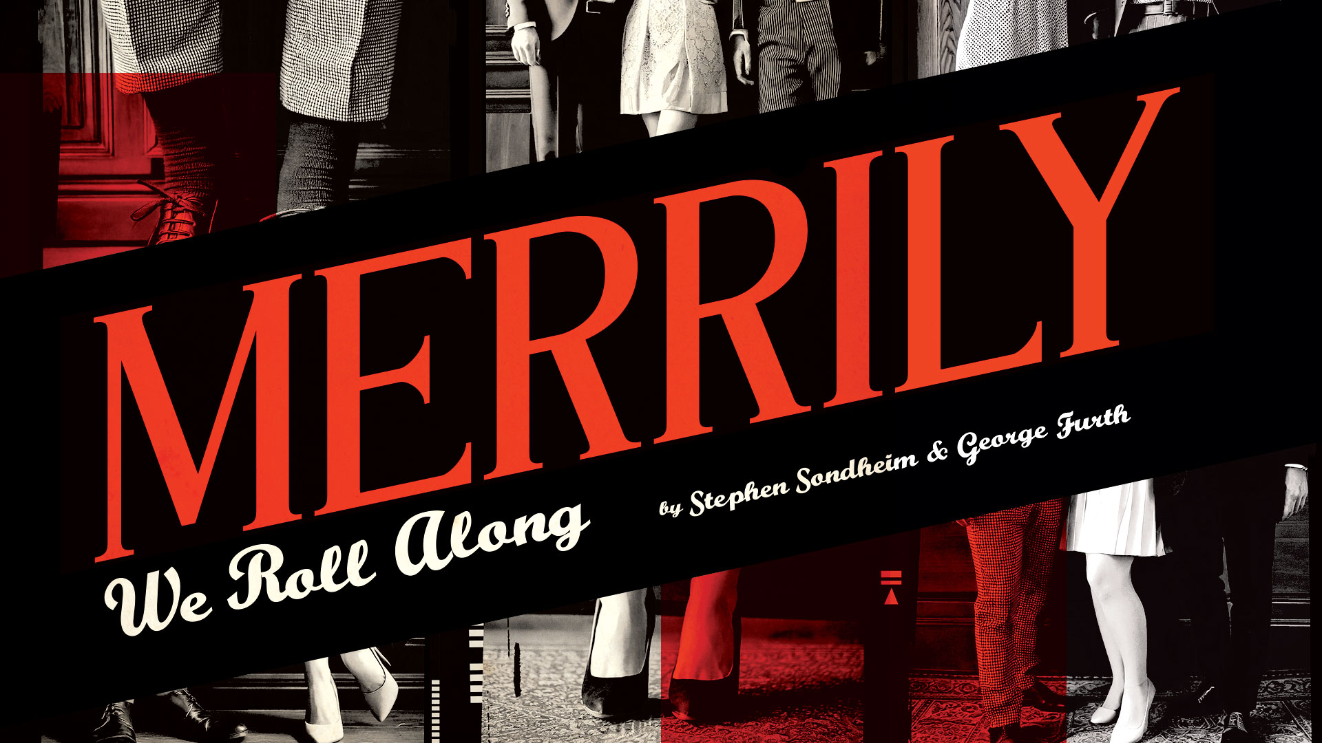 Landscape orientation poster for the Alley Rep play Merrily We Roll Along